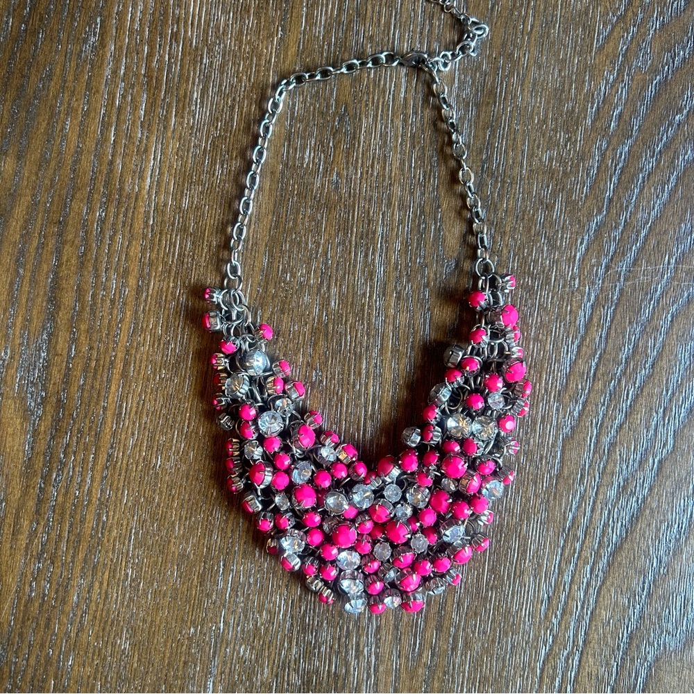 Pink and Silver Beaded Necklace
